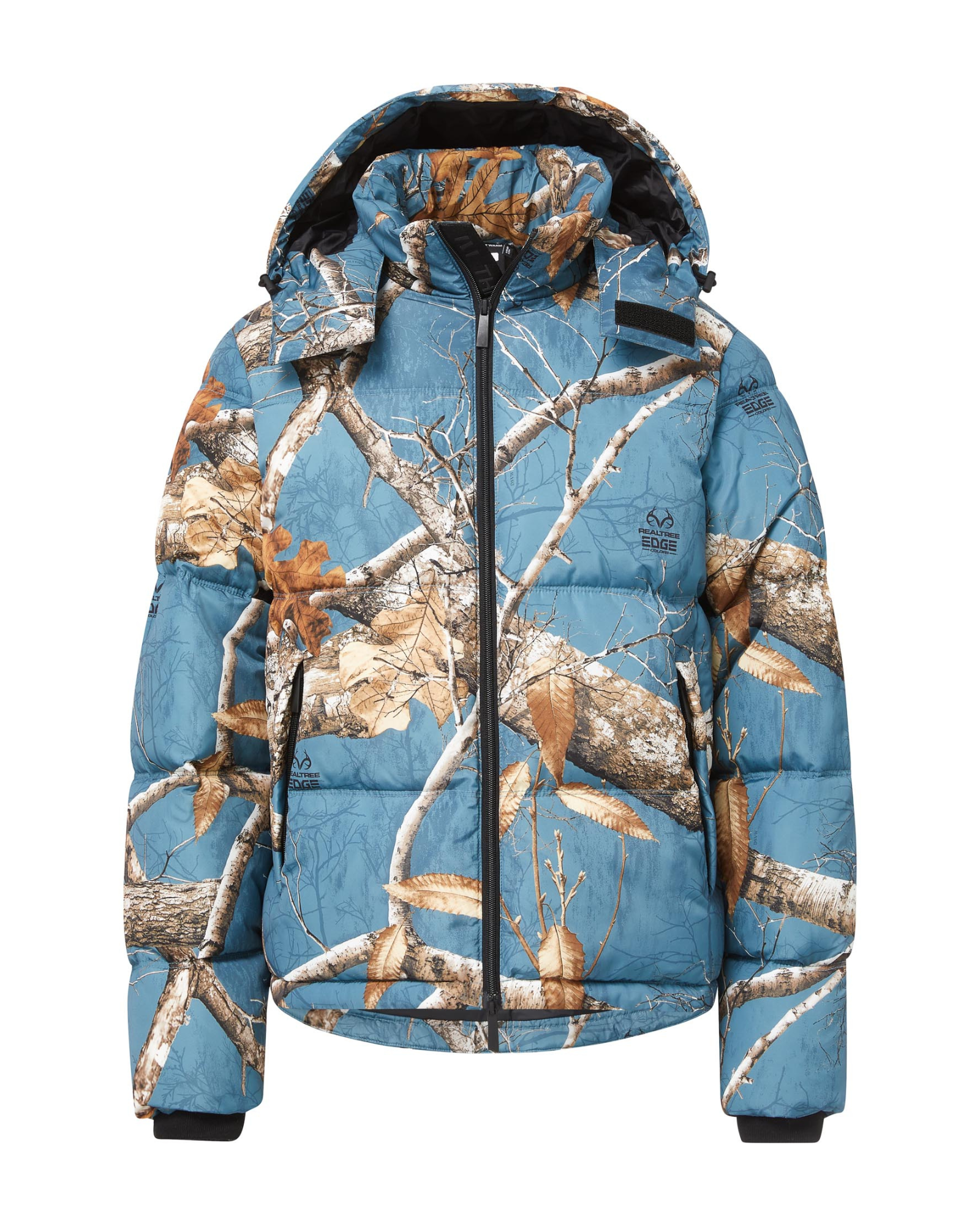 Blue camo puffer clearance jacket