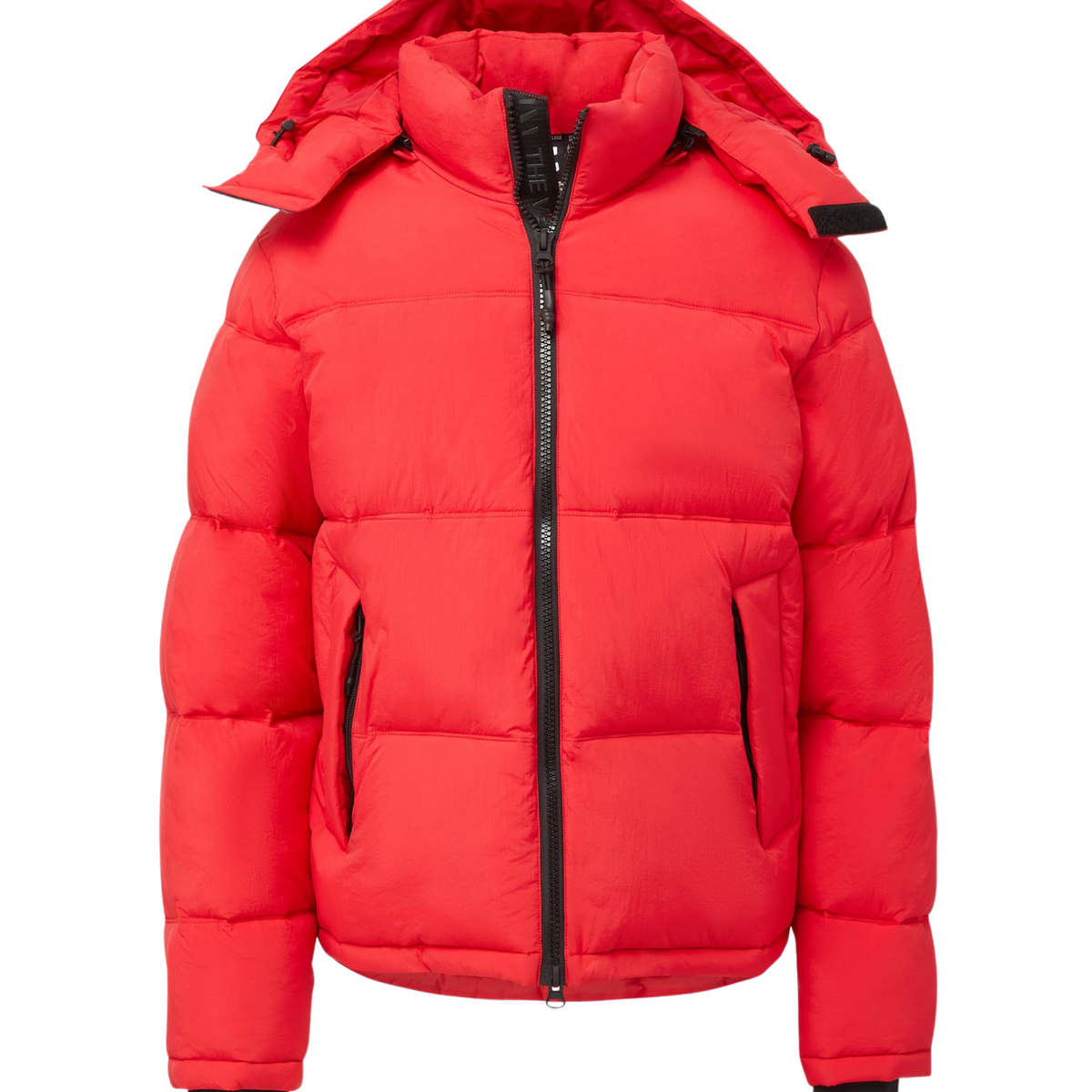 Red cropped puffer jacket with hood store