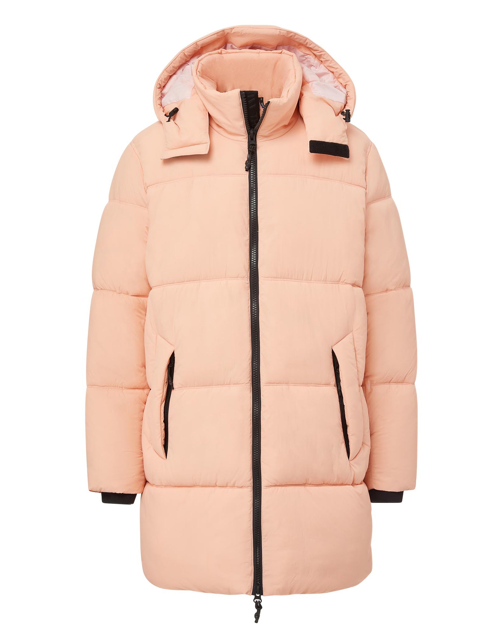 Long Hooded Puffer - Coral Pink